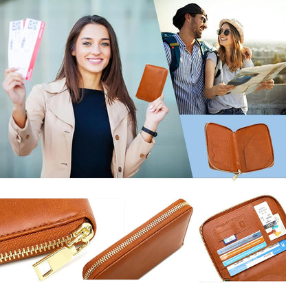 Mini porte feuille antivol - Portefeuille voyage SVELORA  marron lifestyle