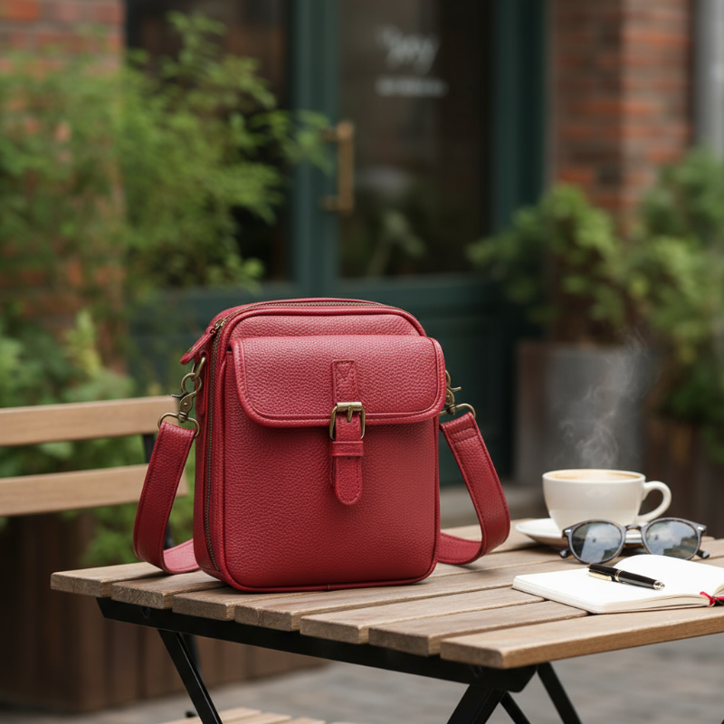 Sac_bandoulière_antivol_sac à compact main t svelora Sac_rouge_ naturel