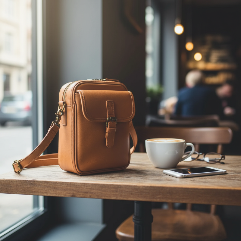 Sac_bandoulière_antivol_sac à compact main t svelora marron café